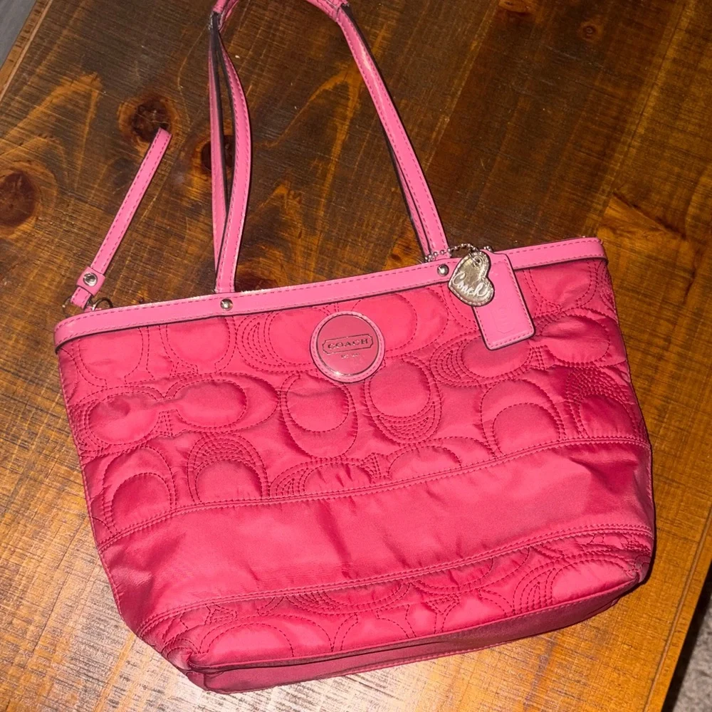 Coach Y2K Fuchsia Quilted Nylon Monogram Tote Bag - Picture 4 of 15